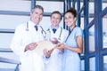 Portrait of medical team smiling at camera Royalty Free Stock Photo