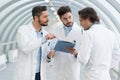 Portrait medical team standing in hospital hall Royalty Free Stock Photo