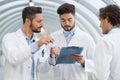 portrait medical team standing in hospital hall Royalty Free Stock Photo