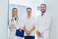 Portrait of medical team standing in hospital hall Royalty Free Stock Photo