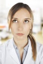 Portrait of medical woman thinking at hospital Royalty Free Stock Photo