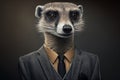 Portrait of a meerkat in a suit, a businessman. Generative ai Royalty Free Stock Photo