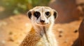 Portrait of Meerkat Suricata suricatta, African native animal, small carnivore. generative ai
