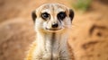 Portrait of Meerkat Suricata suricatta, African native animal, small carnivore. generative ai