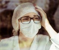 Portrait of a member of medical staff being tired of pandemic Royalty Free Stock Photo