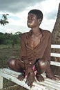 Portrait of mentally handicapped Ghanaian boy
