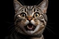 Portrait of a meowing tabby cat. Neural network AI generated