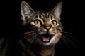Portrait of a meowing tabby cat. Neural network AI generated