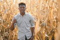 Portrait of a Mexican happy farmer cultivating corn Royalty Free Stock Photo