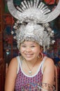 Portrait of Miao woman with Silver Horn Hat.The Miao people form one of the largest ethnic minorities in southwest China.