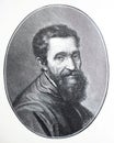 The portrait of Michelangelo in the vintage book Michelangelo by S.M. Bryliant, St. Petersburg, 1891