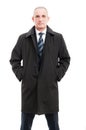 Portrait of middle age business man posing in raincoat Royalty Free Stock Photo