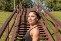 Portrait of woman before outdoor sport exercise