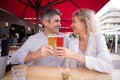 portrait middle aged couple having beer Royalty Free Stock Photo