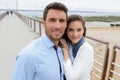 portrait middle-aged couple on pier Royalty Free Stock Photo