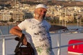 Portrait of middle-aged man on the deck of the ferry Royalty Free Stock Photo