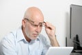 Portrait of a middle-aged man with a digital tablet Royalty Free Stock Photo