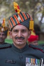 Portrait of military men take part in rehearsal activities for the upcoming India Republic Day parade. New Delhi, India