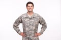 Portrait of military serviceman posing with hands on hips Royalty Free Stock Photo