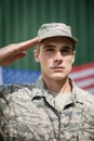 Portrait of military soldier giving salute Royalty Free Stock Photo