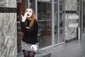 Portrait of a mime comedian. mime girl on the street Royalty Free Stock Photo