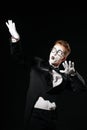 Portrait of mime man on black background Royalty Free Stock Photo