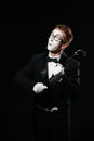 Portrait of mime man on black background Royalty Free Stock Photo
