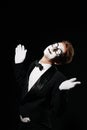 Portrait of mime man on black background Royalty Free Stock Photo