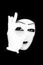 Portrait of the mime in white gloves Royalty Free Stock Photo