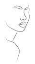 Portrait. Minimalistic silhouette of a female face. Royalty Free Stock Photo