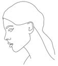 Portrait. Minimalistic silhouette of a female face. Royalty Free Stock Photo