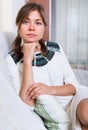 Portrait of miserable woman at home Royalty Free Stock Photo