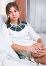 Portrait of miserable woman at home Royalty Free Stock Photo