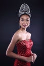 Miss Pageant Contest in Evening Ball Gown dress with Diamond Crown