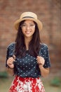 Portrait of a mixed race college student girl at campus outdoors Royalty Free Stock Photo