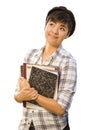 Portrait of Mixed Race Female Student Holding Books Isolated Royalty Free Stock Photo