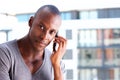 Modern african american man talking on cellphone Royalty Free Stock Photo