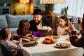 Jewish Father Giving Presents To Children