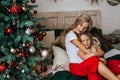 Portrait of mom and daughter in  Christmas Royalty Free Stock Photo