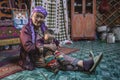 Portrait of a Mongolian lady with her grandson