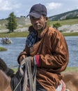 Portrait Mongolian Shepherd on Horseback