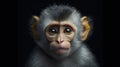 Portrait of a monkey Close-up on black background. Generative AI. Royalty Free Stock Photo