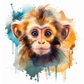 Vibrant Watercolor Monkey Sticker In Wojciech Siudmak Style