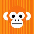 Whimsical Monkey Face: Minimalist Graphic Design Poster Art