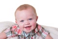 Portrait of a 6 month old baby boy on white Royalty Free Stock Photo