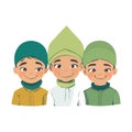 Portrait of Moslem little boys vector illustration