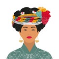 Portrait of an Mosuo women in China.Vector illustration in a flat style isolated on a white background Royalty Free Stock Photo