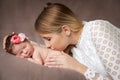 Portrait of mother hugging her newborn baby girl Royalty Free Stock Photo