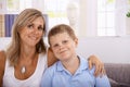 Portrait of mother and son smiling