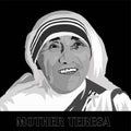 Portrait of Mother Teresa was an Albanian Roman Catholic nun, also known as Blessed Teresa of Calcutta. Hand drawn vector portrait